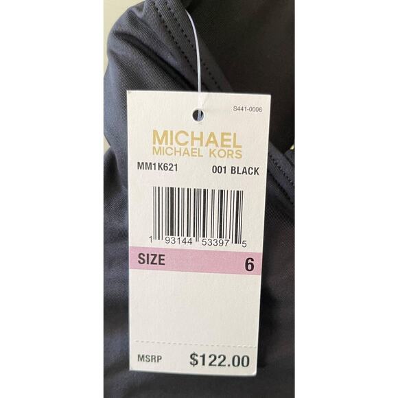 MICHAEL Michael Kors Logo Chain Black One Piece Swimsuit Size 6 Padded $122 NWT - Picture 9 of 9